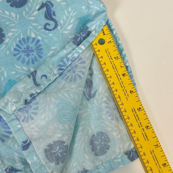 Sigrid Olsen Linen Button Up Blue Seahorse Shirt XS - Picture 7 of 9